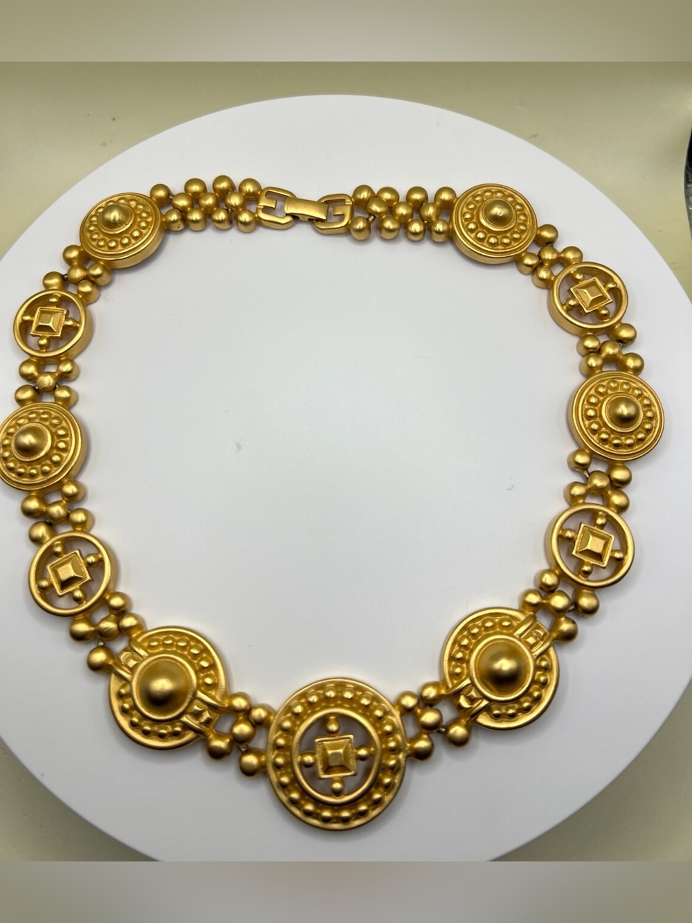 Vintage Givenchy 80s Matte Gold Choker Statement Necklace Signed Paris NY Rare
